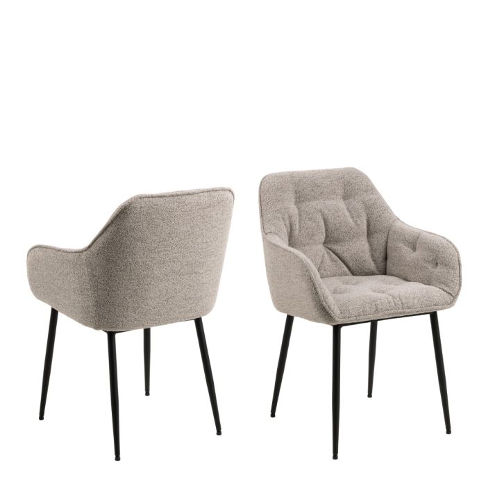 The Bellagio Beige Bouclé Dining Chair with Arms – Set of 2 – image 1
