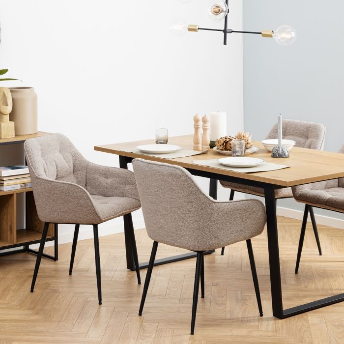 The Bellagio Beige Bouclé Dining Chair with Arms – Set of 2 – image 4
