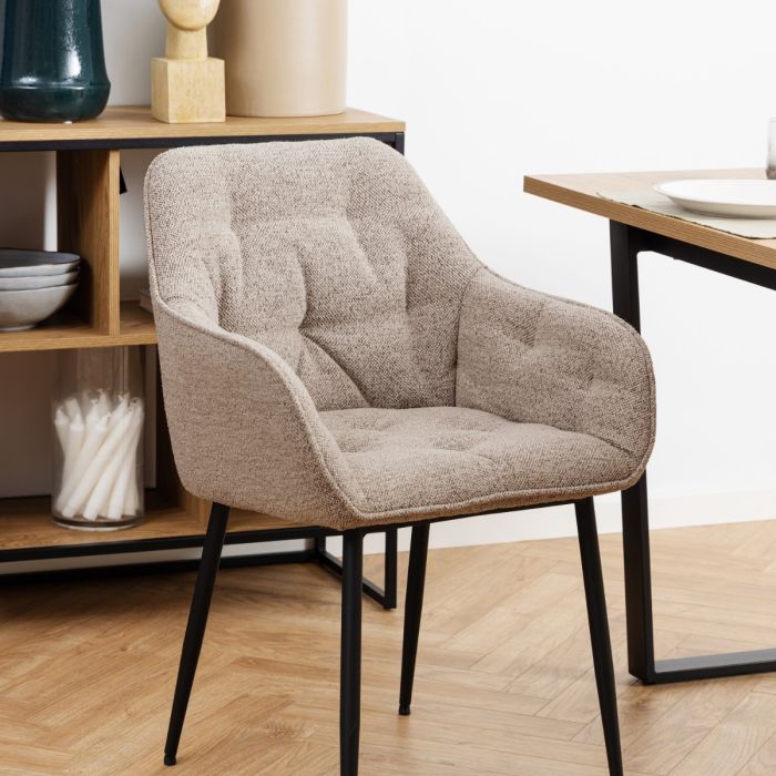 The Bellagio Beige Bouclé Dining Chair with Arms – Set of 2 – image 5