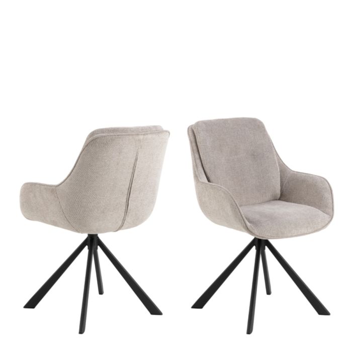 The Calista Sand Chenille Swivel Dining Chair – Set of 2 – image 1