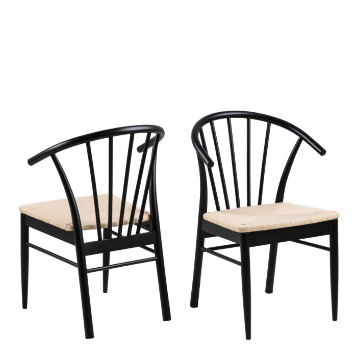 The Cassia Black Oak Dining Chair with Woven Seat – Set of 2 – image 2