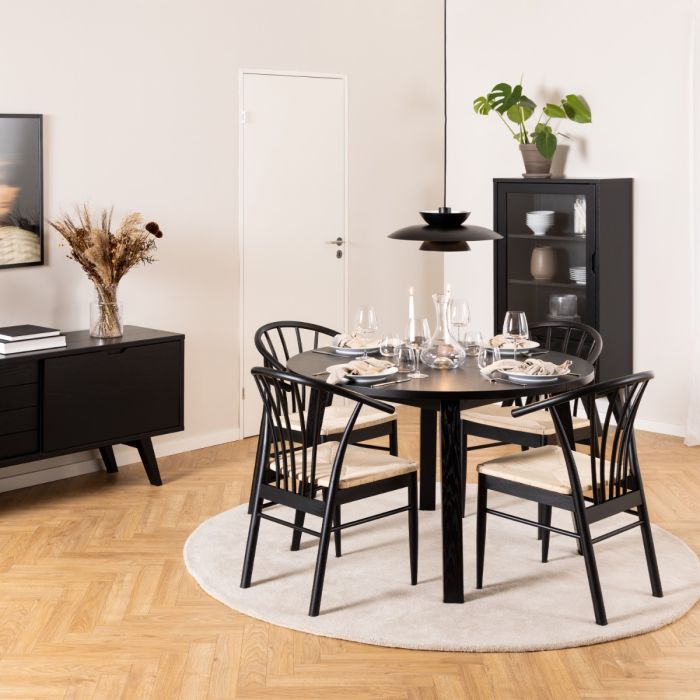 The Cassia Black Oak Dining Chair with Woven Seat – Set of 2 – image 3