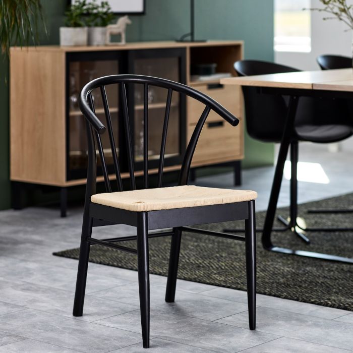 The Cassia Black Oak Dining Chair with Woven Seat – Set of 2 – image 5