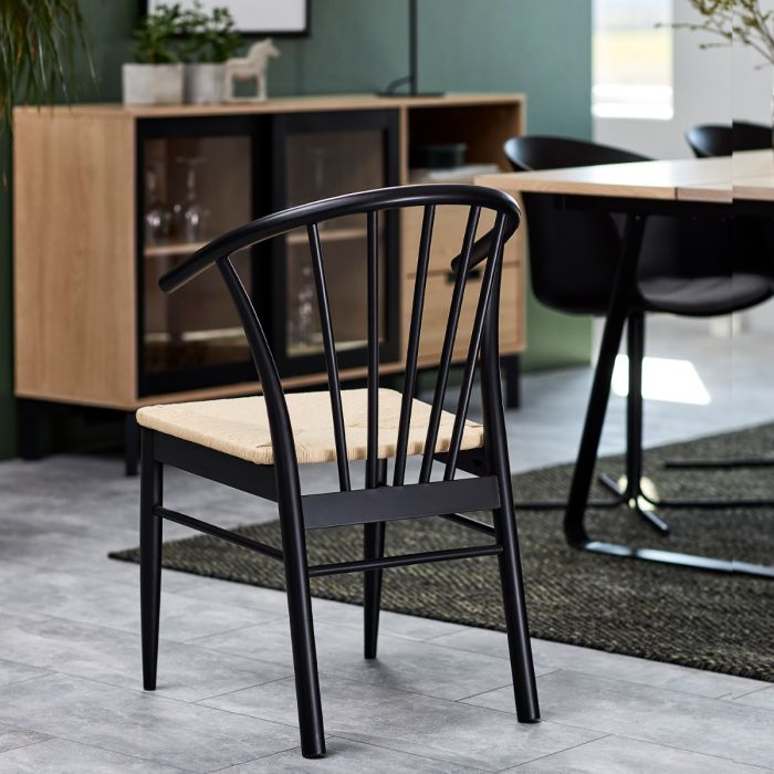 The Cassia Black Oak Dining Chair with Woven Seat – Set of 2 – image 6