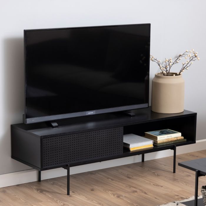 Dujayna Black Industrial TV Unit with Sliding Door – supplier image 6