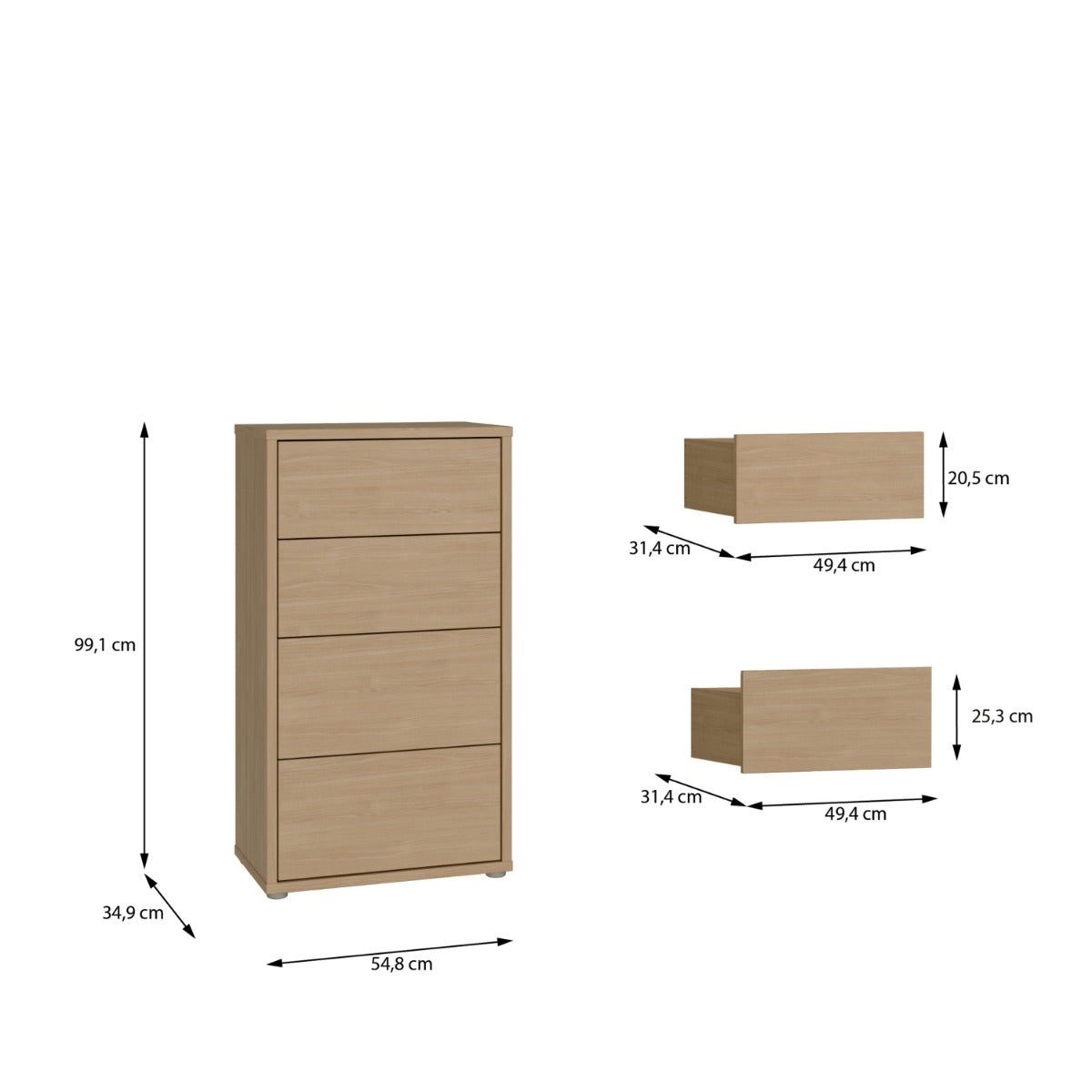 Orlena Elegancia Oak Slim 4 Drawer Chest - original supplier gallery image 8