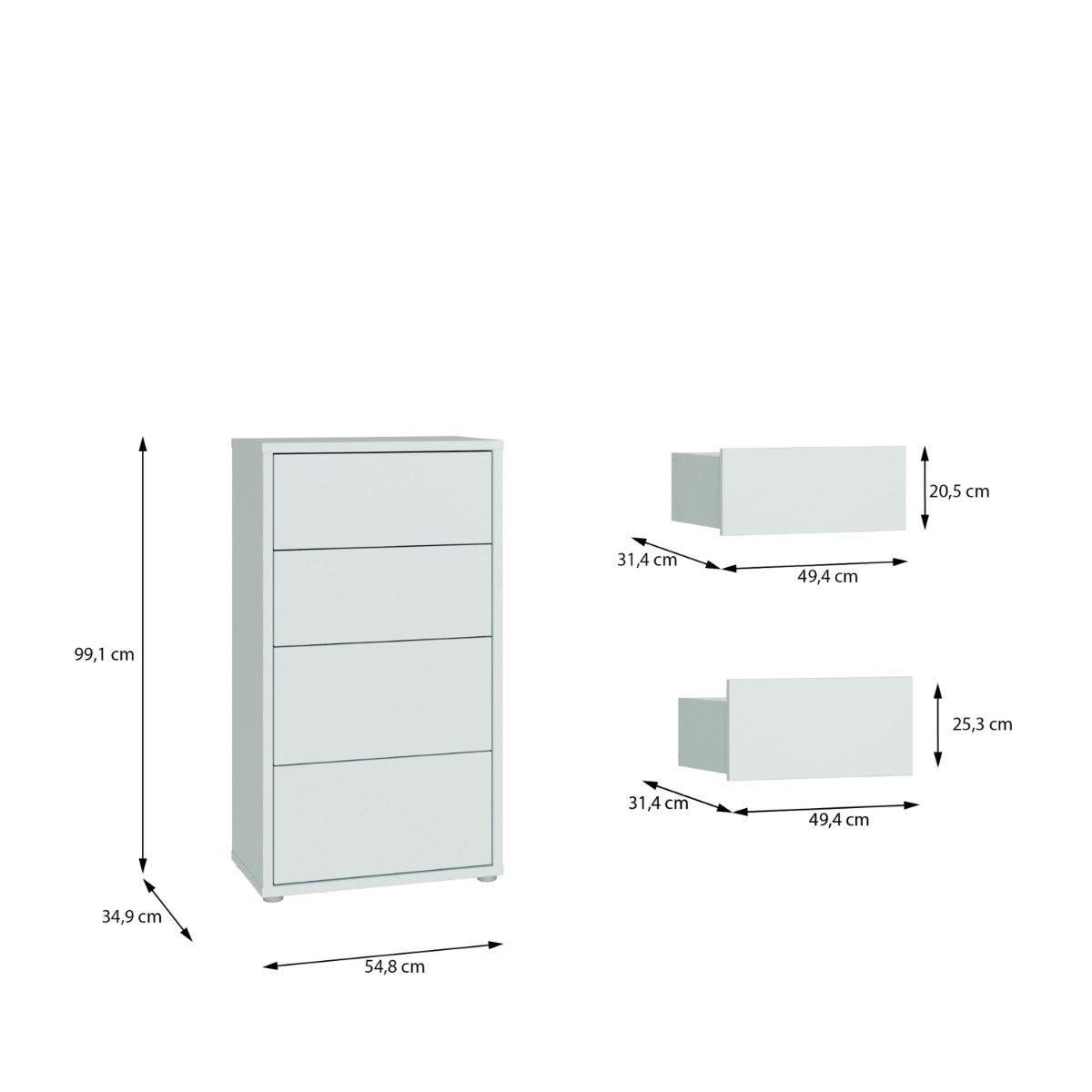 Arvello Light Grey Slim 4 Drawer Chest - original supplier gallery image 8