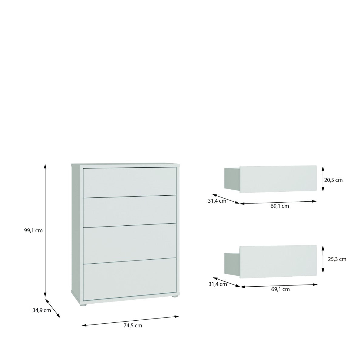 Laverno Light Grey 4 Drawer Chest - original supplier gallery image 8
