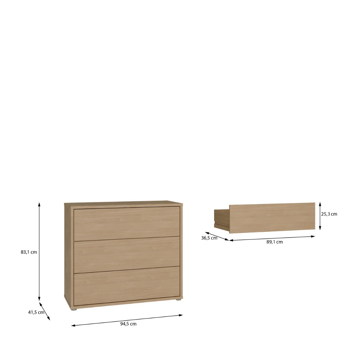 Elvaria Elegancia Oak 3 Drawer Chest - original supplier gallery image 7