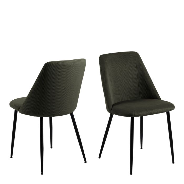 The Isola Olive Green Corduroy Dining Chair – Set of 4 – image 1