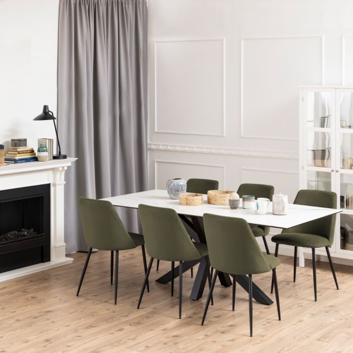 The Isola Olive Green Corduroy Dining Chair – Set of 4 – image 4