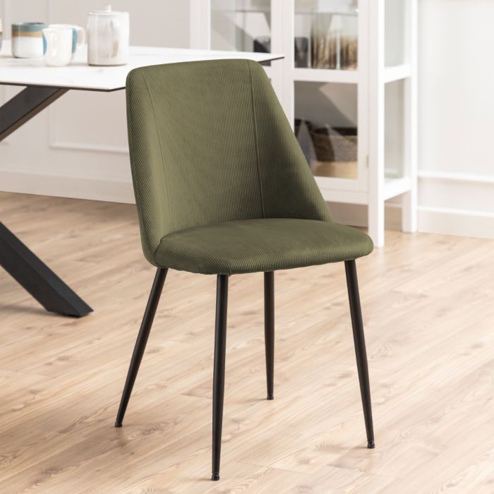 The Isola Olive Green Corduroy Dining Chair – Set of 4 – image 6