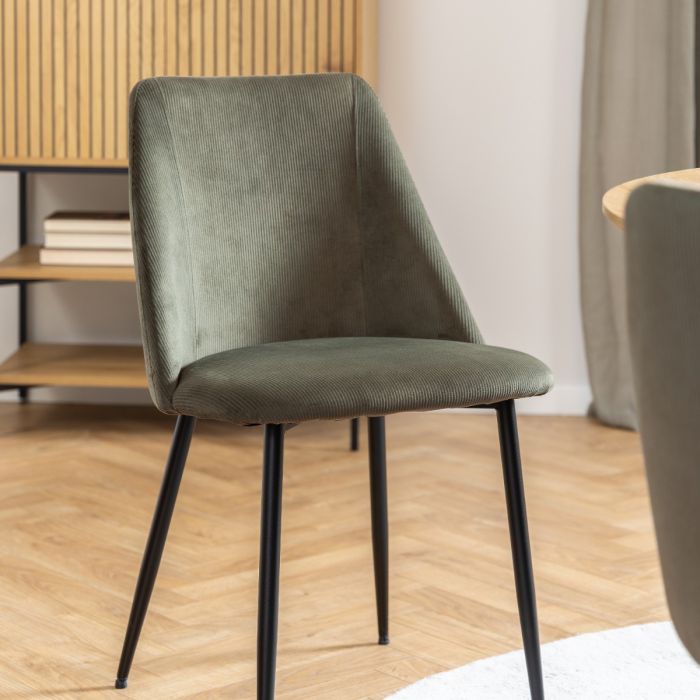 The Isola Olive Green Corduroy Dining Chair – Set of 4 – image 7