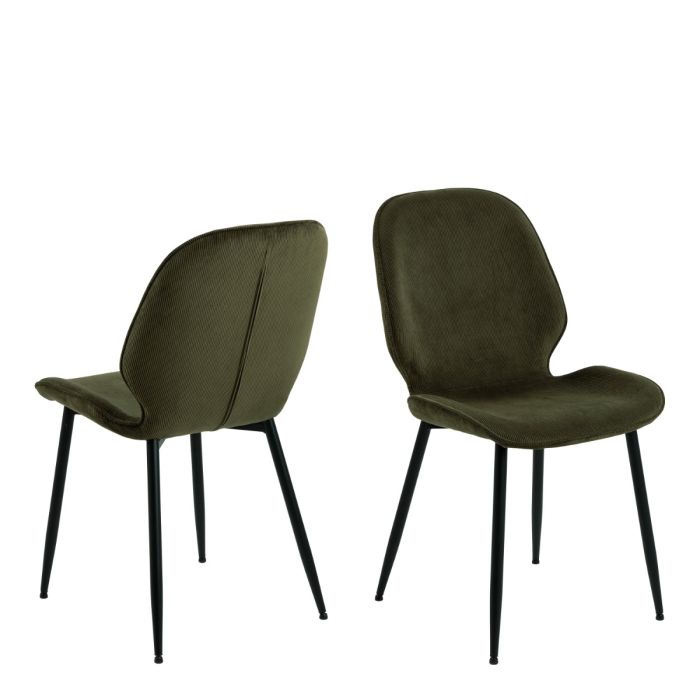 The Milan Olive Green Corduroy Dining Chair – Set of 4 – image 1