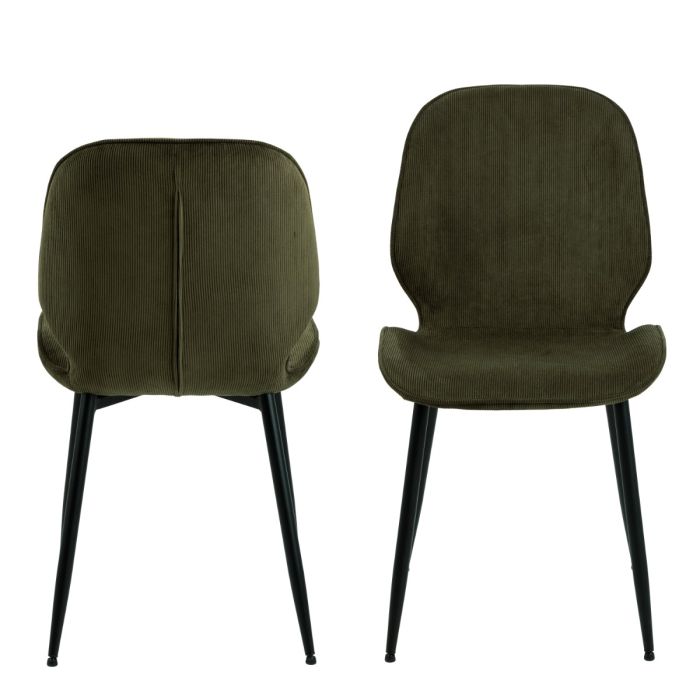The Milan Olive Green Corduroy Dining Chair – Set of 4 – image 2