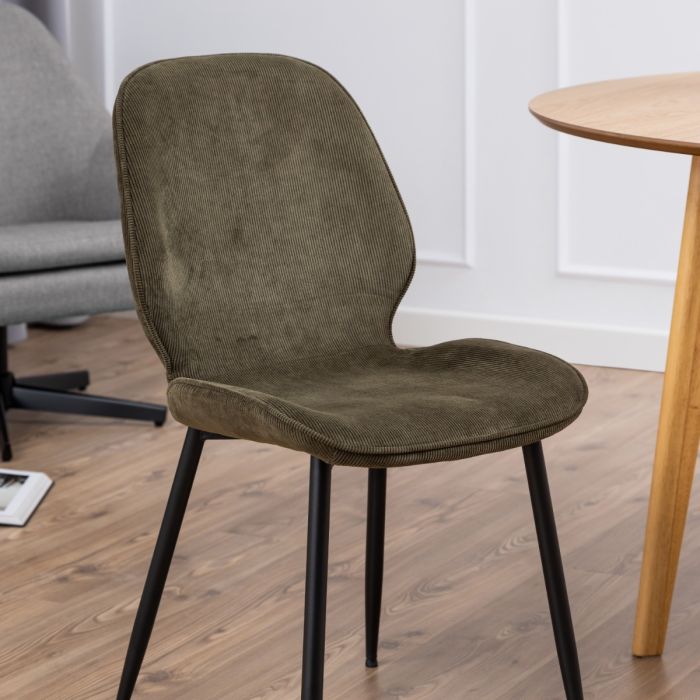 The Milan Olive Green Corduroy Dining Chair – Set of 4 – image 5