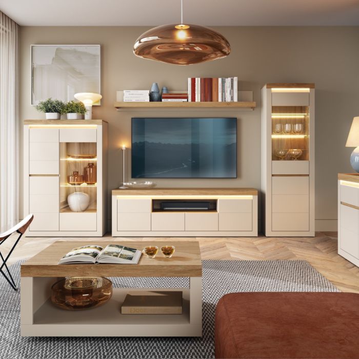 Nayriza Cashmere & Stone Oak Large TV Cabinet – supplier photograph