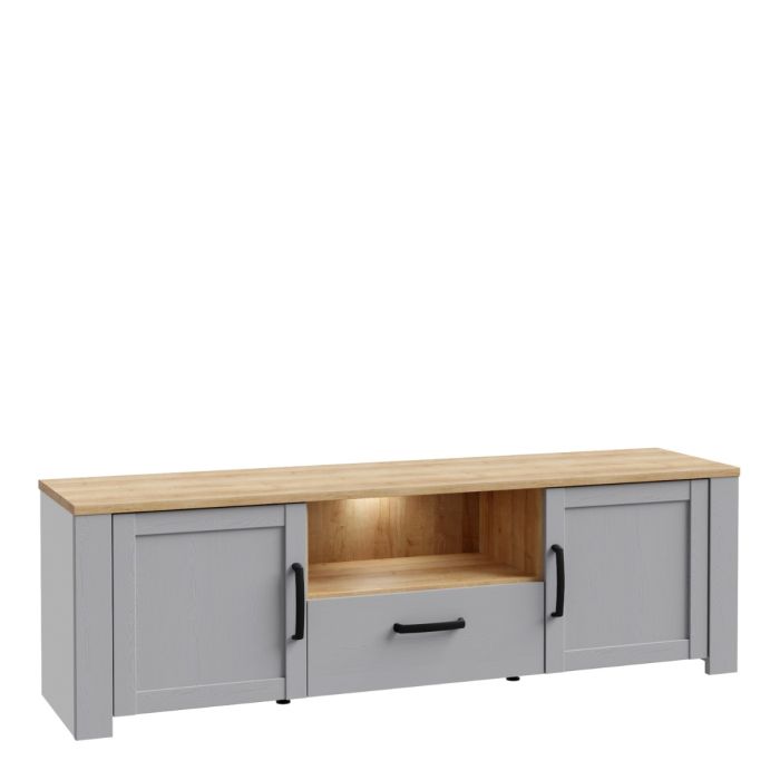 Nurayla Grey Riviera Oak LED TV Unit – supplier image 1