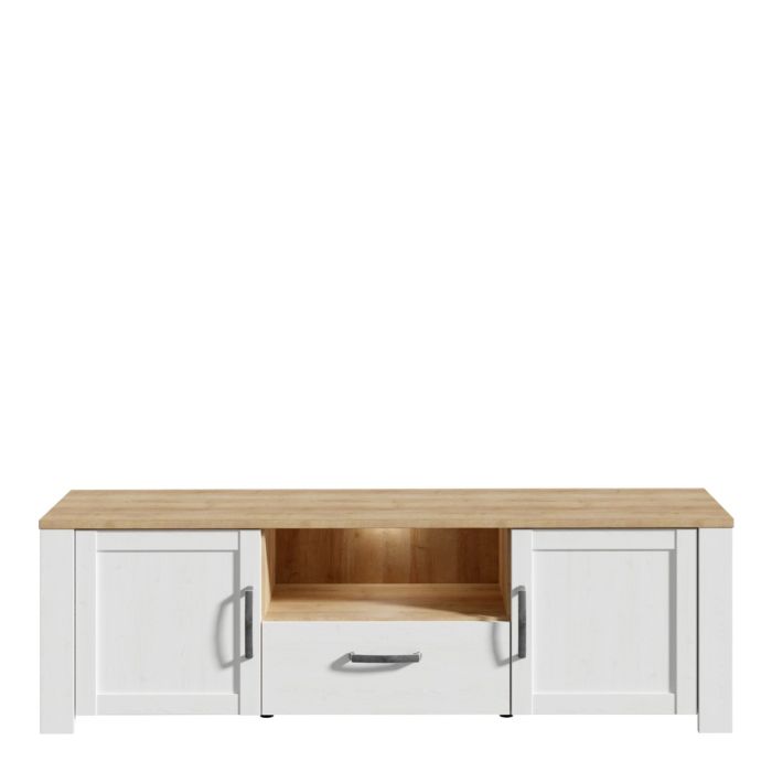 Nurayla White Riviera Oak LED TV Unit – supplier image 2