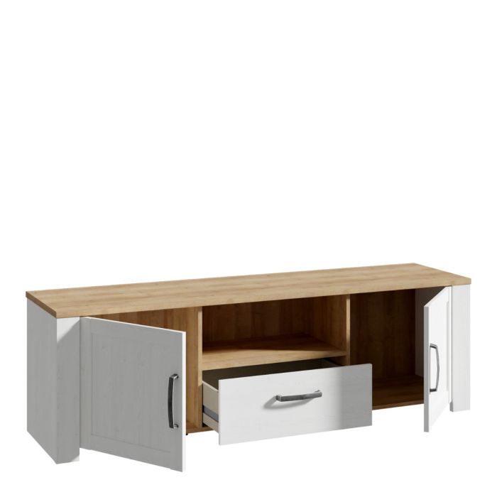 Nurayla White Riviera Oak LED TV Unit – supplier image 3