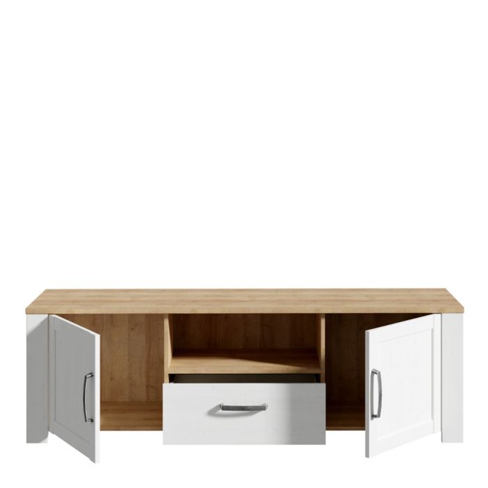 Nurayla White Riviera Oak LED TV Unit – supplier image 4