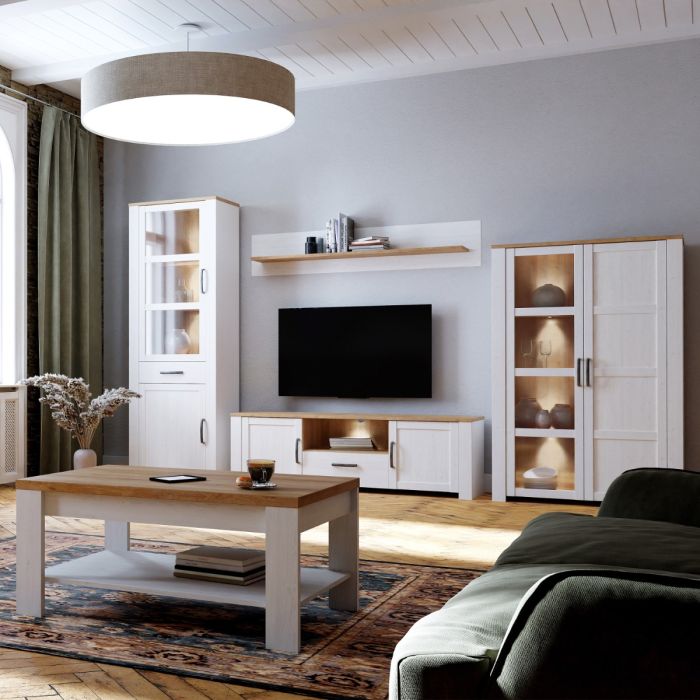 Nurayla White Riviera Oak LED TV Unit – supplier image 5