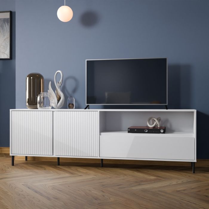 Qamariya Alpine White High Gloss Large TV Cabinet – supplier photograph