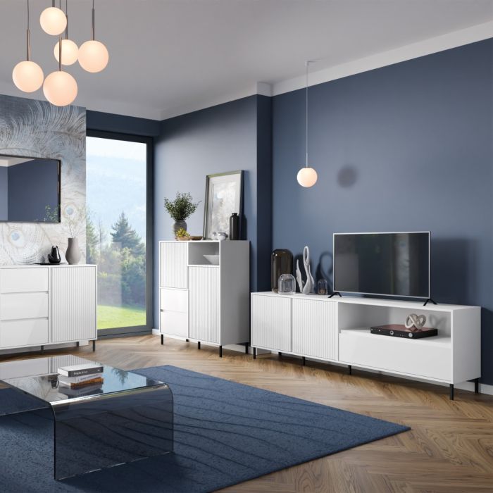 Qamariya Alpine White High Gloss Large TV Cabinet – supplier photograph