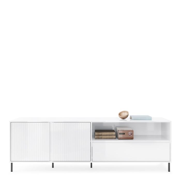Qamariya Alpine White High Gloss Large TV Cabinet – supplier photograph