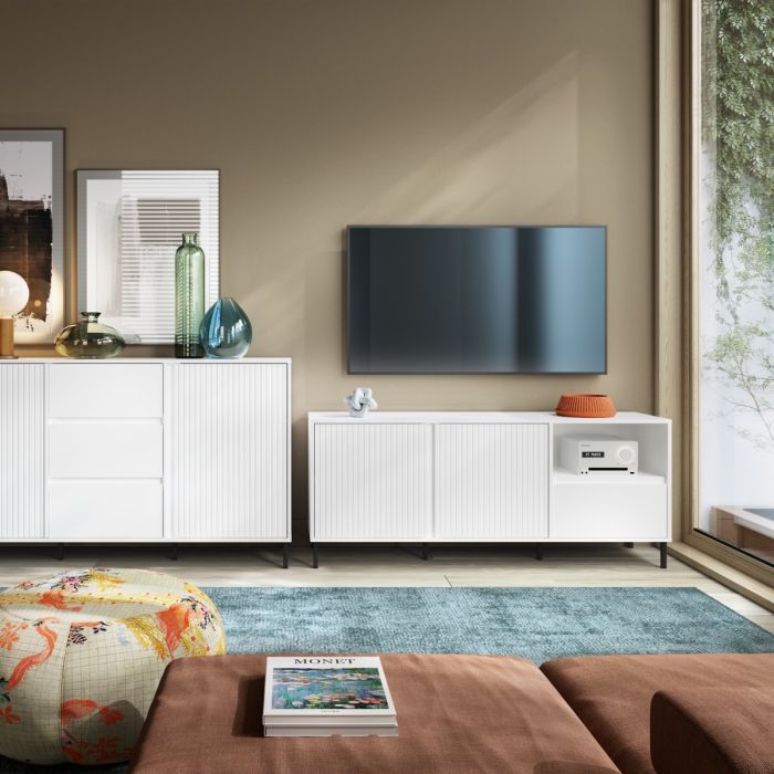 Qamariya Alpine White High Gloss TV Cabinet – supplier photograph
