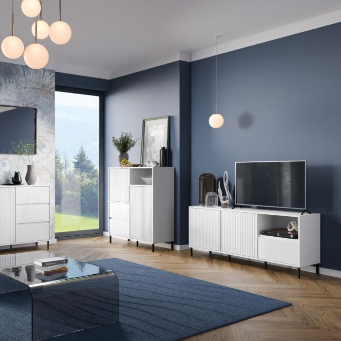 Qamariya Alpine White High Gloss TV Cabinet – supplier photograph