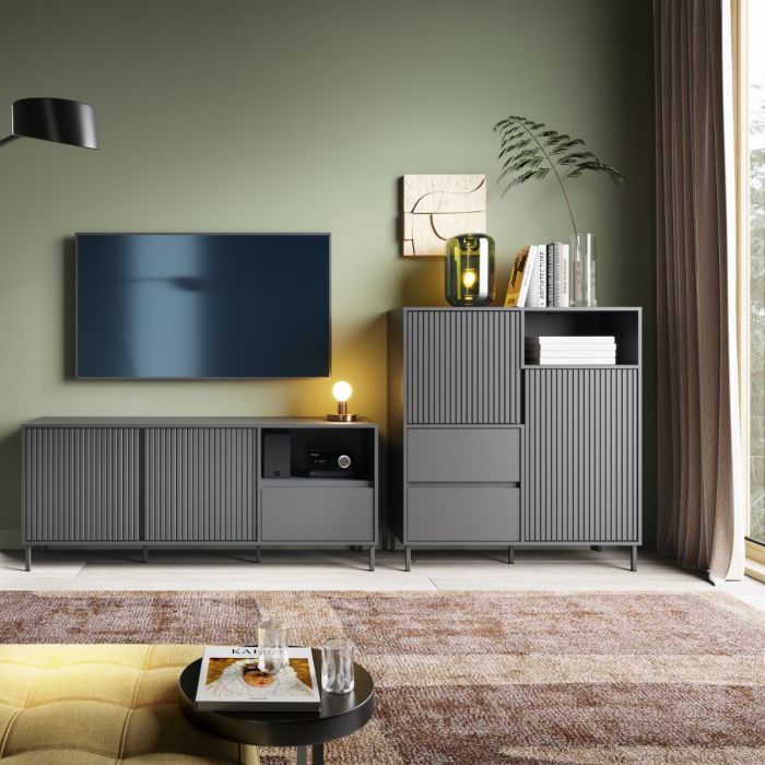 Qamariya Anthracite TV Cabinet – supplier image 5