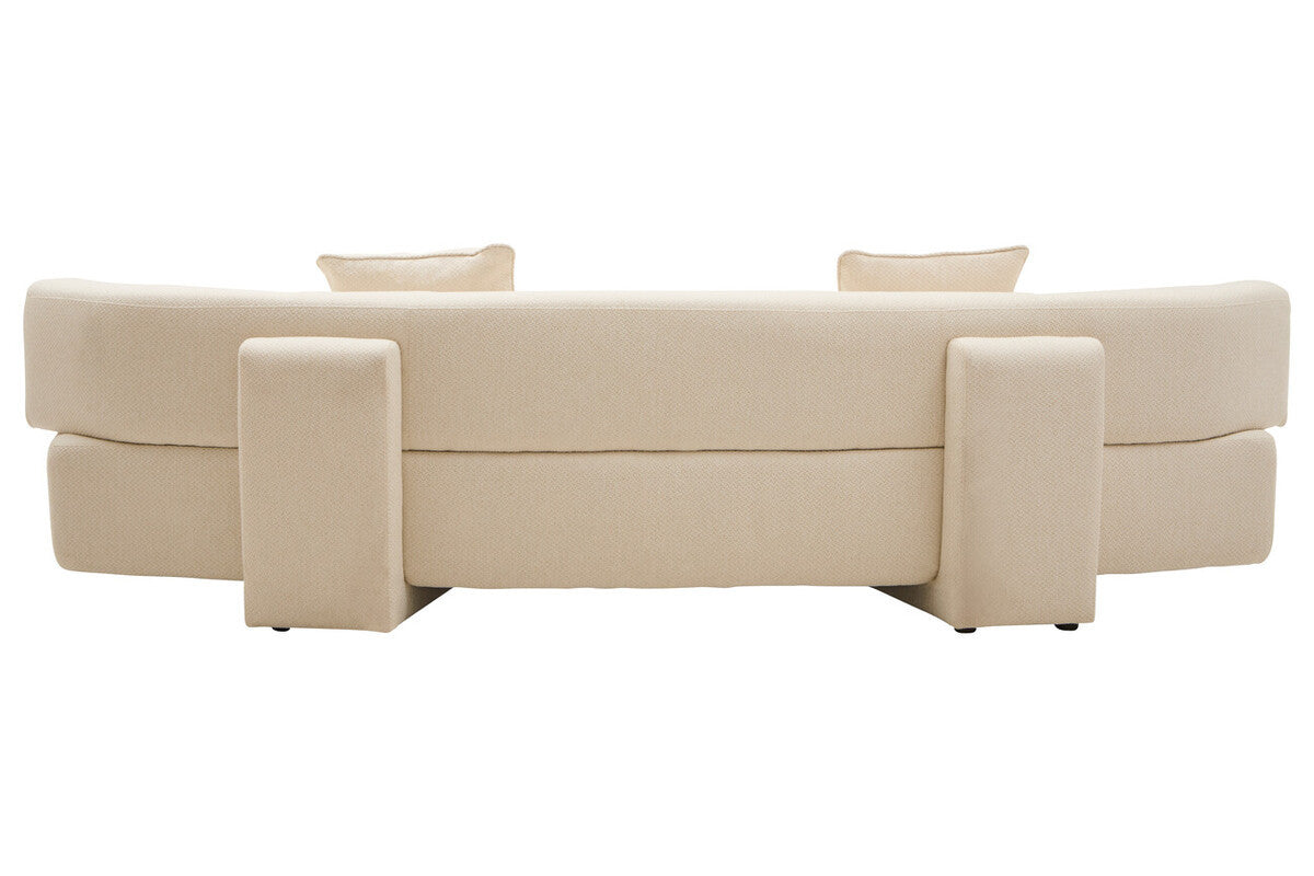 Samira Cream Linen Curved 3 Seater Sofa – supplier gallery image 4