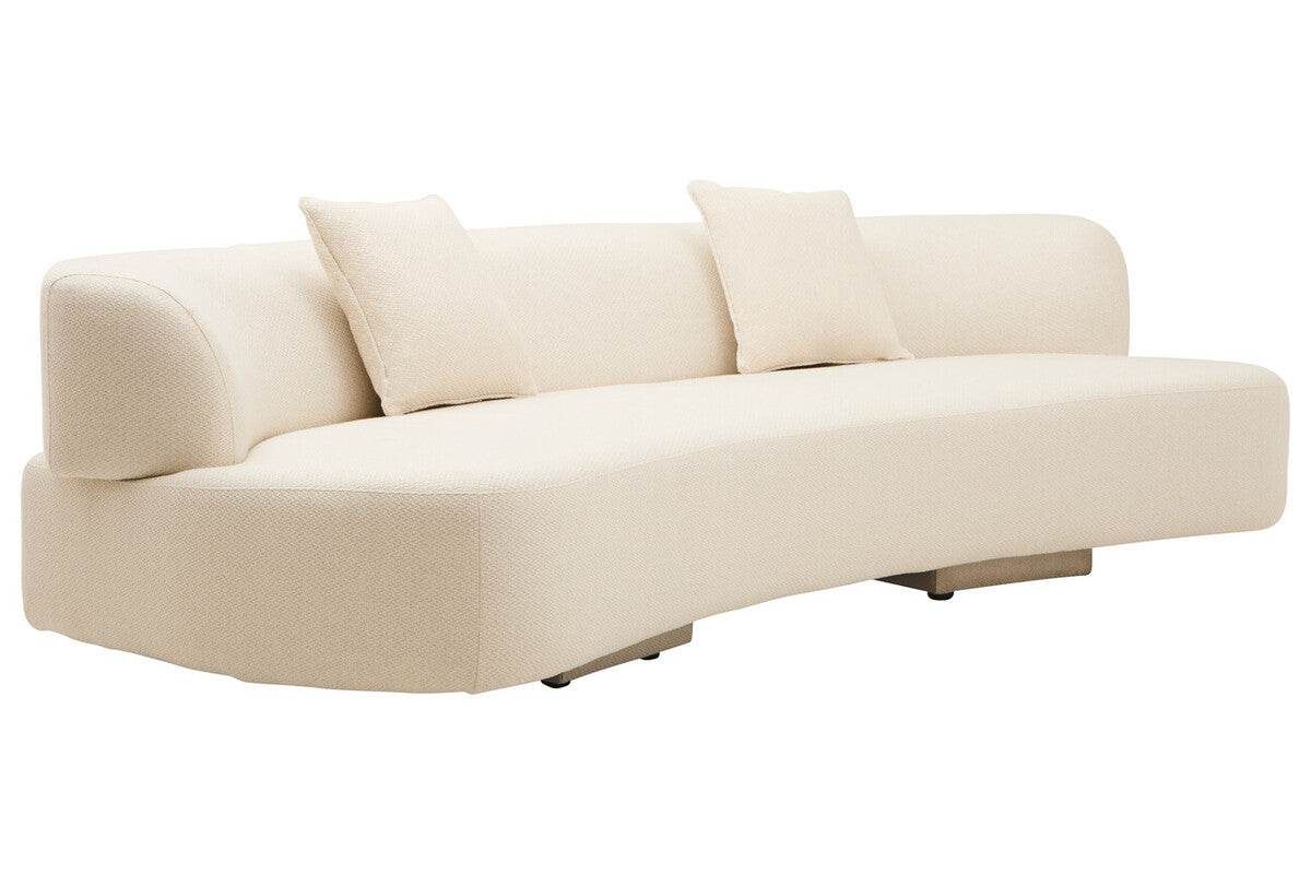 Samira Cream Linen Curved 3 Seater Sofa – supplier gallery image 1