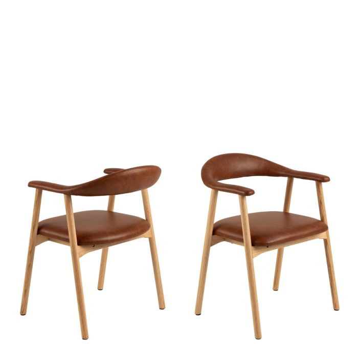 The Santino Brandy Faux Leather Dining Chair with Arms – Set of 2 – image 1