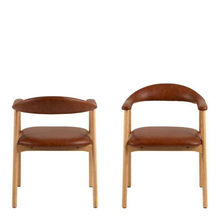 The Santino Brandy Faux Leather Dining Chair with Arms – Set of 2 – image 2