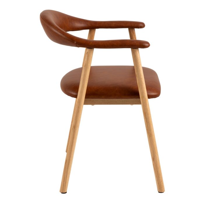 The Santino Brandy Faux Leather Dining Chair with Arms – Set of 2 – image 3