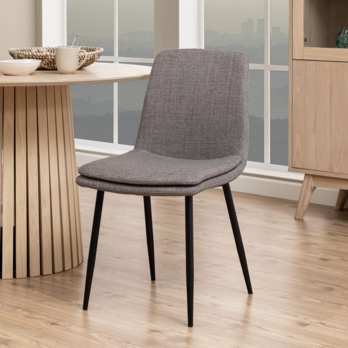 The Serena Light Brown Textured Fabric Dining Chair – Set of 4 – image 5
