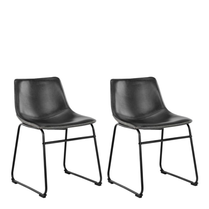 The Sierra Black Faux Leather Sled Dining Chair – Set of 2 – image 1