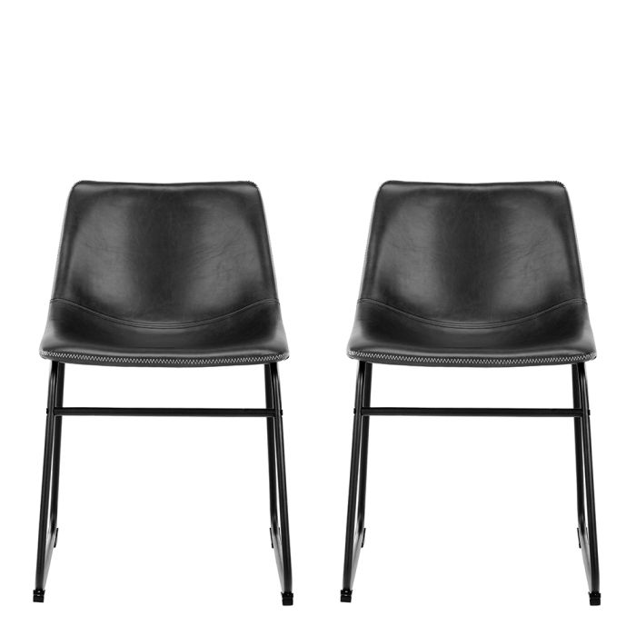 The Sierra Black Faux Leather Sled Dining Chair – Set of 2 – image 2