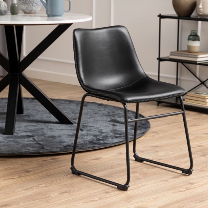 The Sierra Black Faux Leather Sled Dining Chair – Set of 2 – image 5
