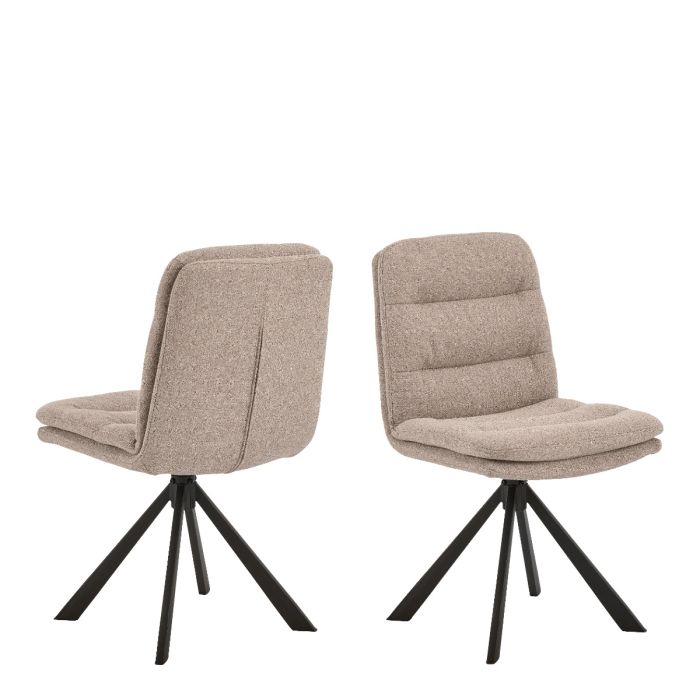 The Solene Beige Fabric Swivel Dining Chair – Set of 2 – image 1