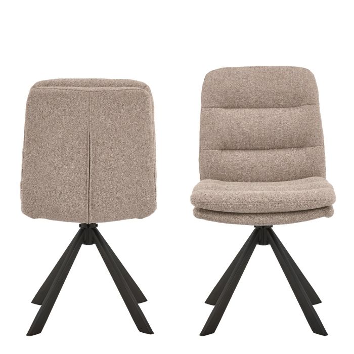 The Solene Beige Fabric Swivel Dining Chair – Set of 2 – image 2