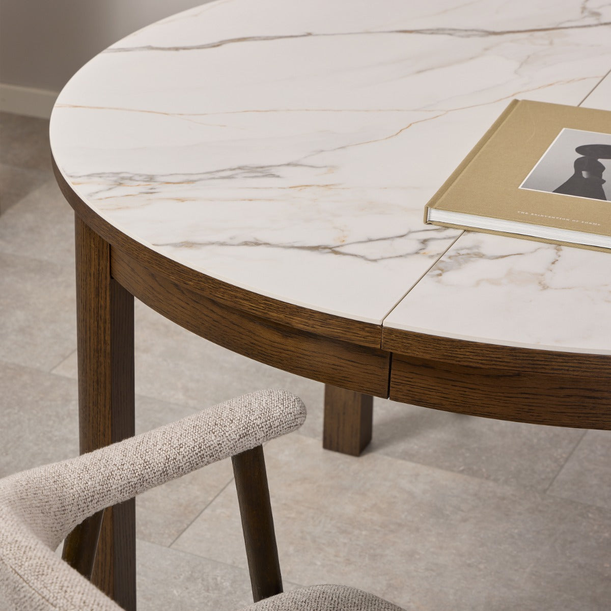 Soletta Cream Ceramic Round Extendable Dining Table - supplier photograph 7