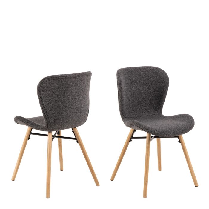 The Tivoli Anthracite Bouclé & Oak Dining Chair – Set of 2 – image 1