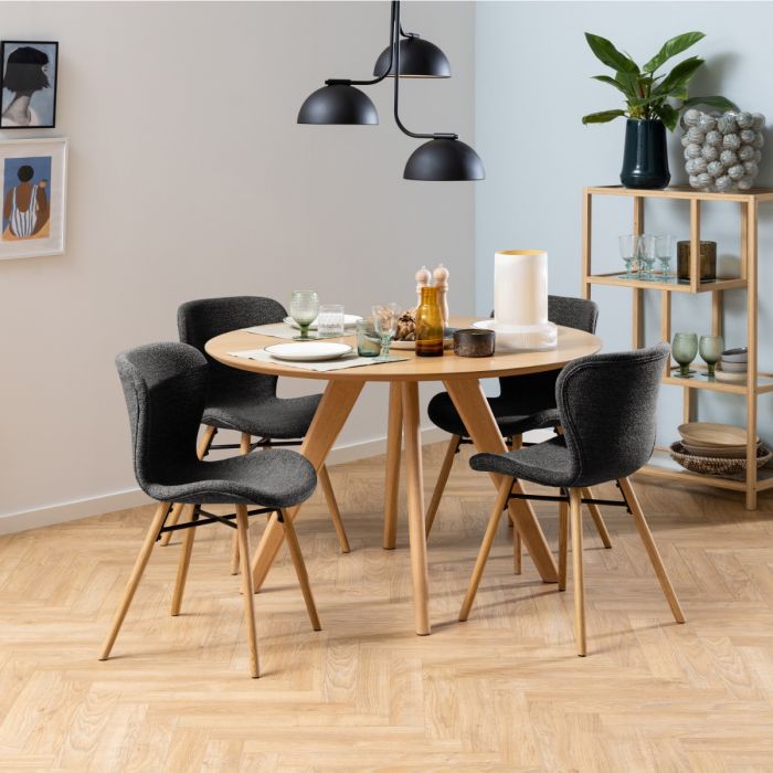 The Tivoli Anthracite Bouclé & Oak Dining Chair – Set of 2 – image 4