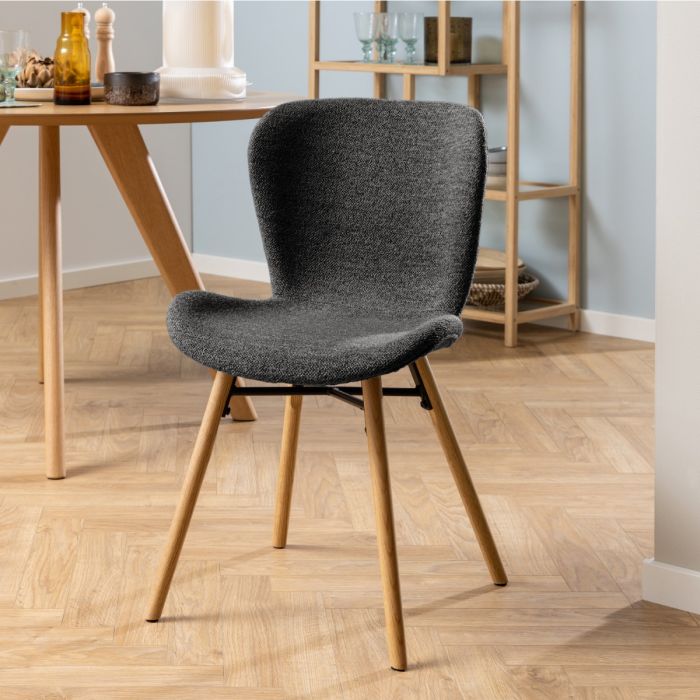The Tivoli Anthracite Bouclé & Oak Dining Chair – Set of 2 – image 5