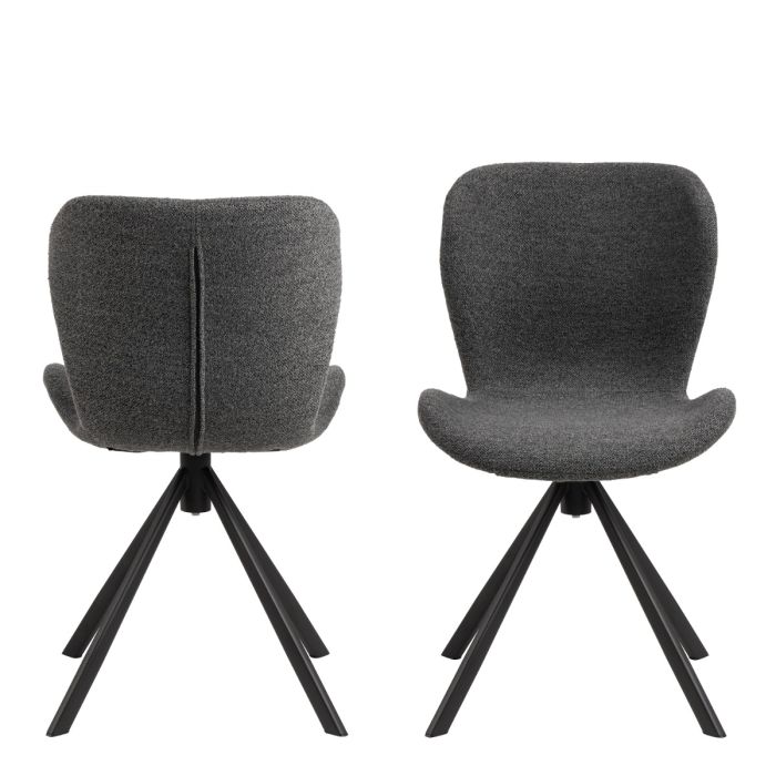 The Tivoli Anthracite Bouclé Swivel Dining Chair – Set of 2 – image 2
