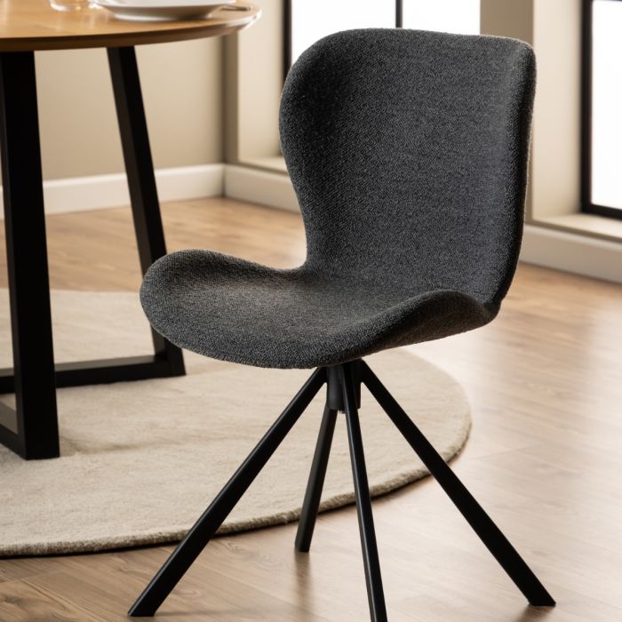 The Tivoli Anthracite Bouclé Swivel Dining Chair – Set of 2 – image 5