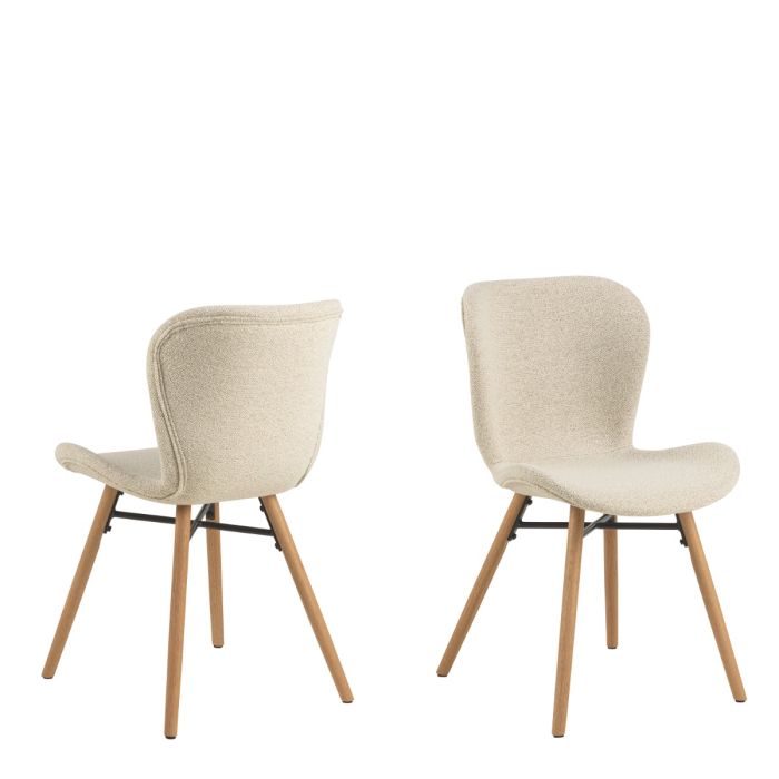 The Tivoli Cream Bouclé & Oak Dining Chair – Set of 2 – image 1